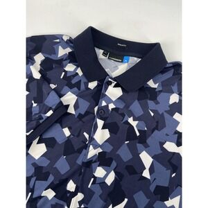 J.Lindeberg Shirt Mens XL Blue Landon Golf Polo Geometric Performance Stretch